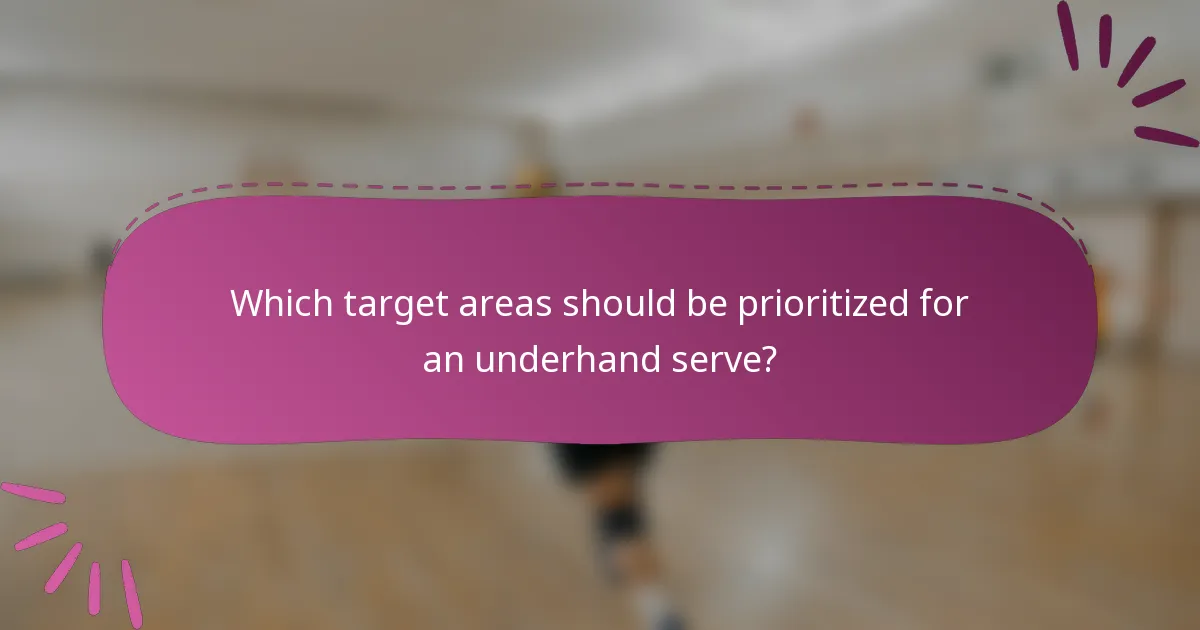 Which target areas should be prioritized for an underhand serve?